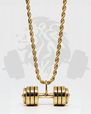 Gold Dumbell Pendant and Chain